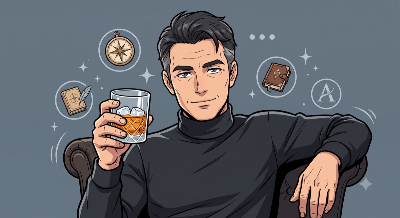 James, the character representing Claude, quiet and deliberate at the bar
